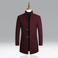 Modern Long Men's Coat - Alexander-Burgundy-M-State of Style
