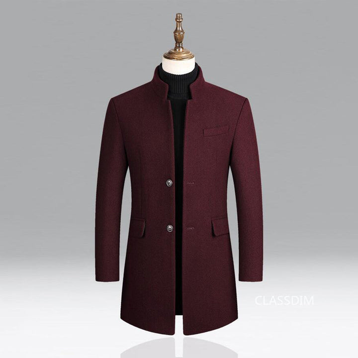 Modern Long Men's Coat - Alexander-Burgundy-M-State of Style