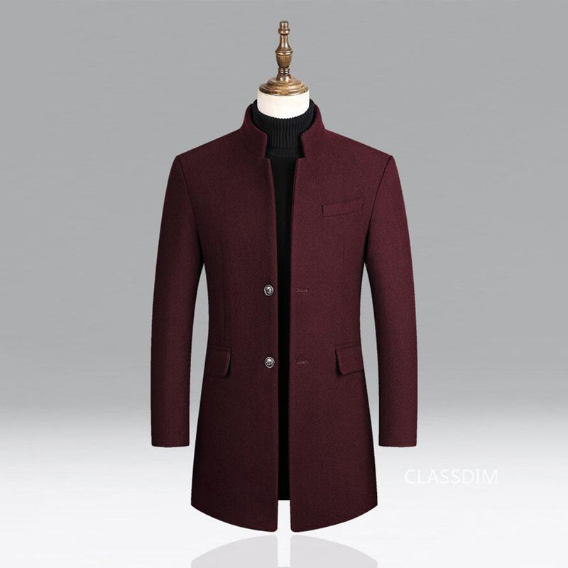 Modern Long Men's Coat - Alexander-Burgundy-M-State of Style