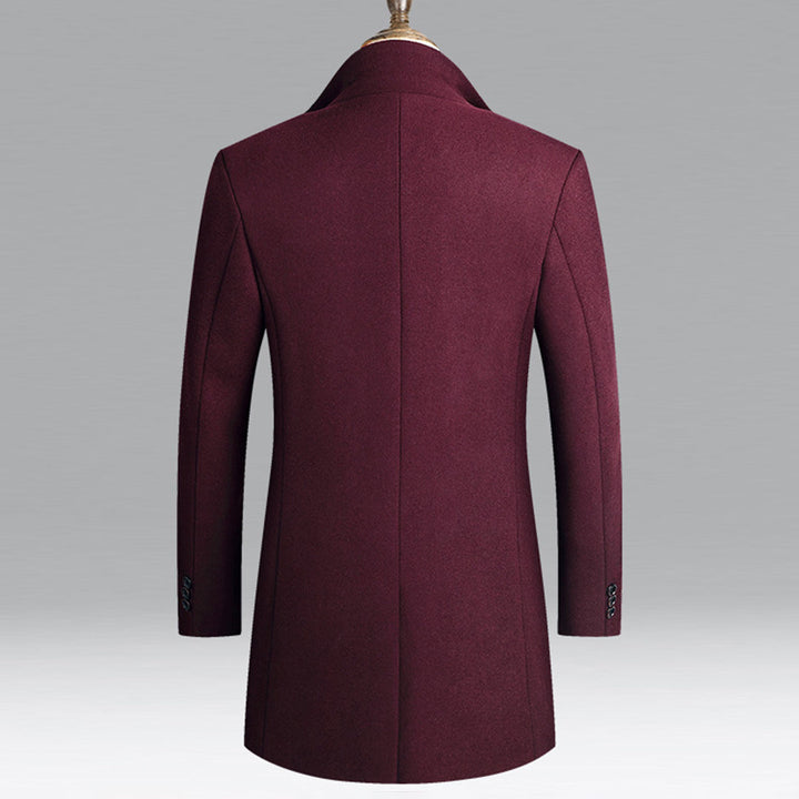 Modern Long Men's Coat - Alexander-Burgundy-M-State of Style