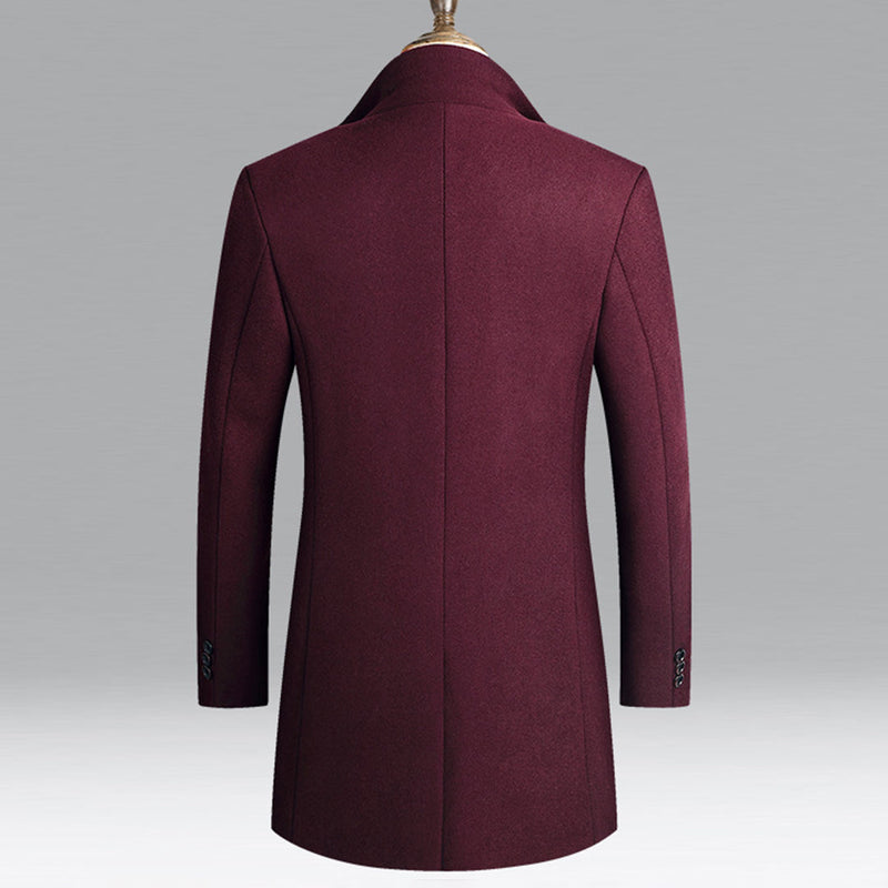 Modern Long Men's Coat - Alexander-Burgundy-M-State of Style