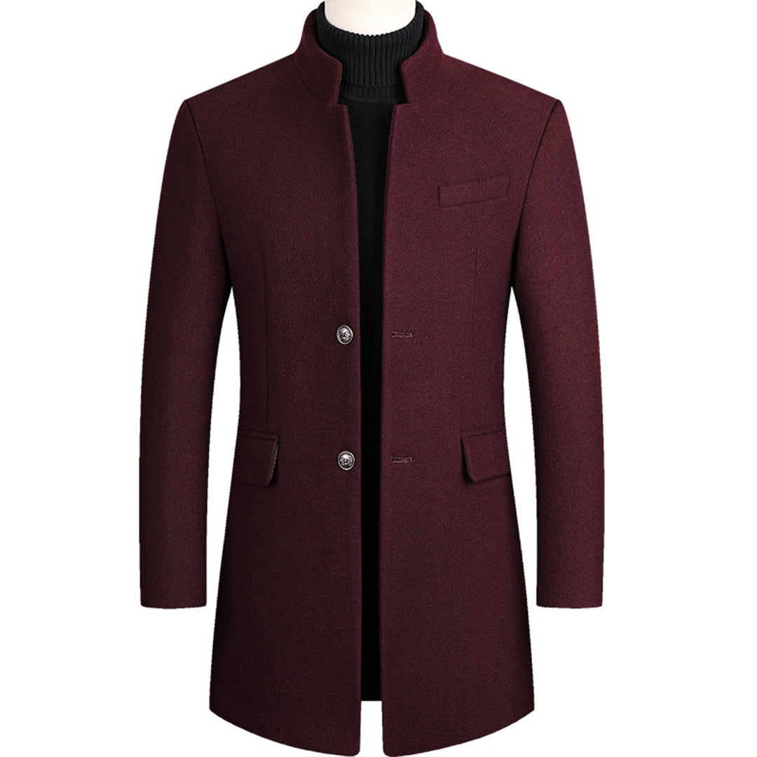 Modern Long Men's Coat - Alexander-Burgundy-M-State of Style