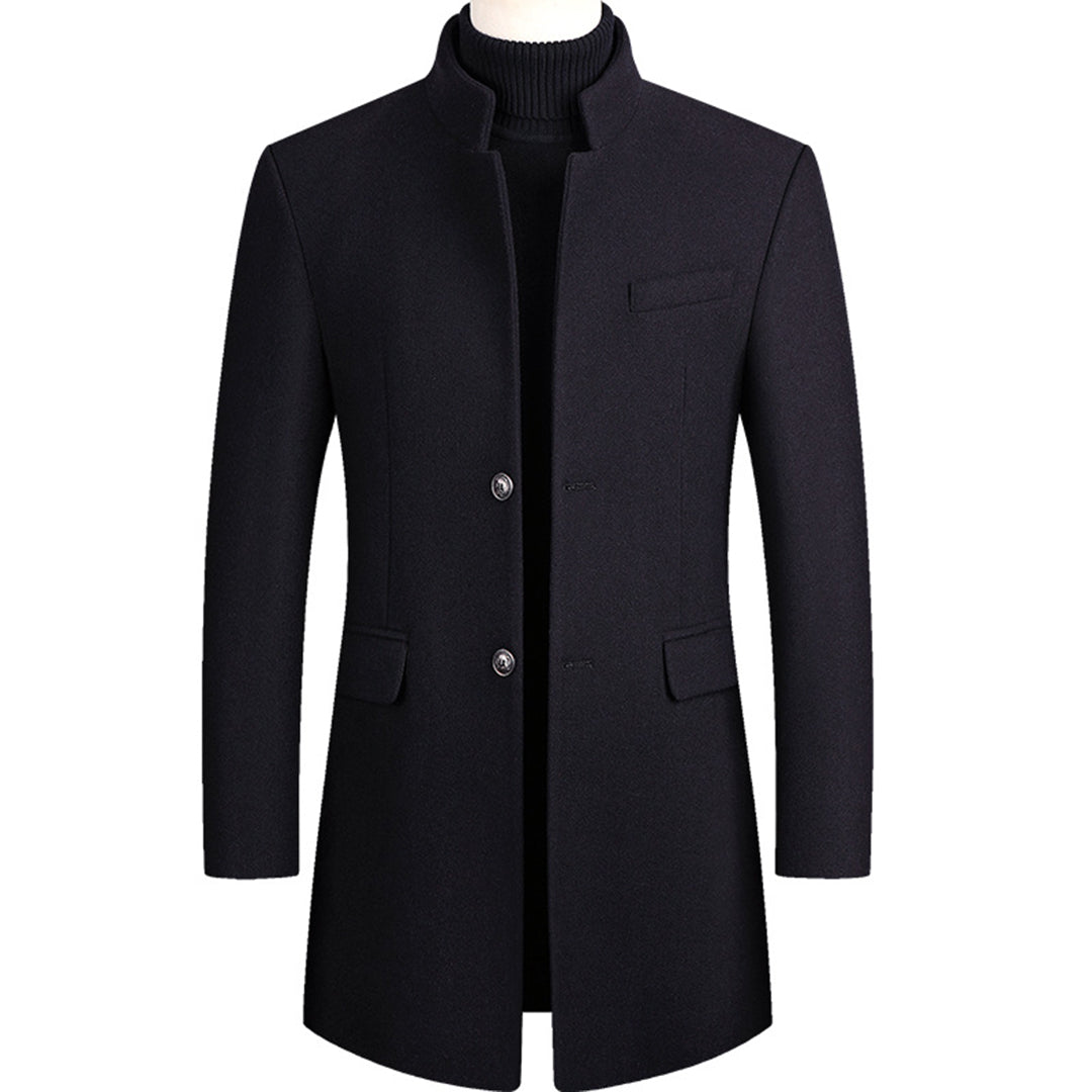 Modern Long Men's Coat - Alexander-Navy Blue-M-State of Style