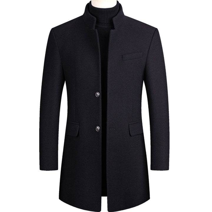 Modern Long Men's Coat - Alexander-Navy Blue-M-State of Style
