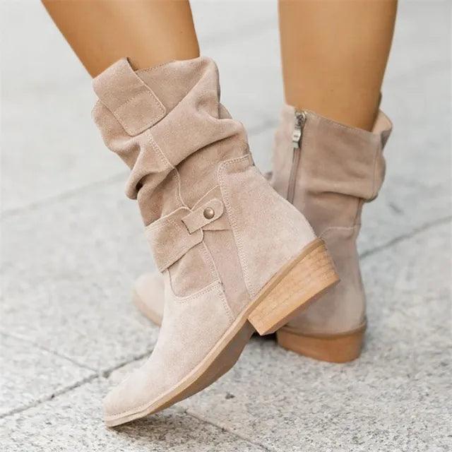 Modern Low Heel Suede Boots - Nova-Apricot-3.5-State of Style