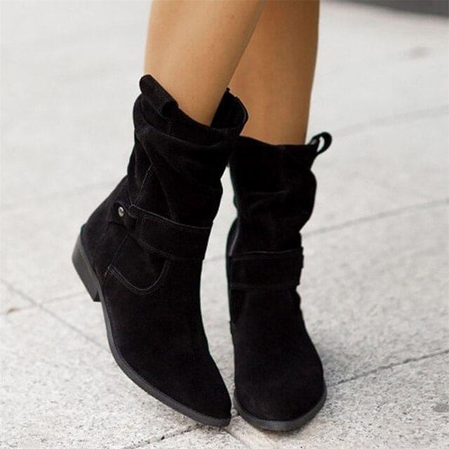 Modern Low Heel Suede Boots - Nova-Black-3.5-State of Style