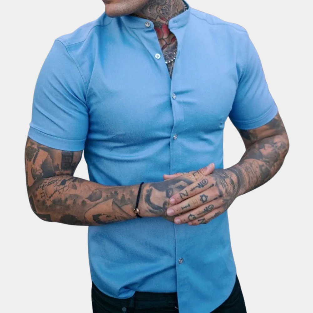 Modern Men's Shirt with Short Sleeves – Dante-Blue-S-State of Style