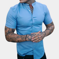 Modern Men's Shirt with Short Sleeves – Dante-Blue-S-State of Style