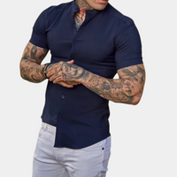 Modern Men's Shirt with Short Sleeves – Dante-Dark blue-S-State of Style