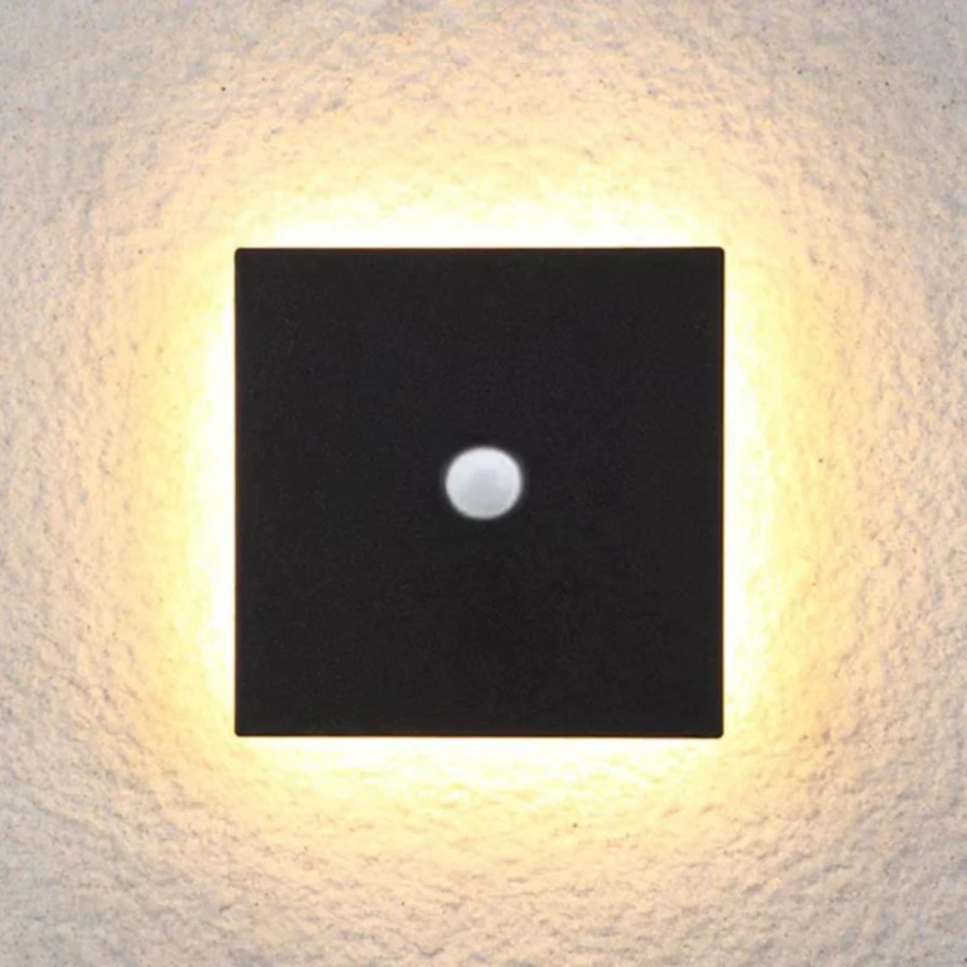 Modern Minimalist LED Wall Lamp - Zenith-Black-Warm White with Motion Sensor-Square Small-State of Style