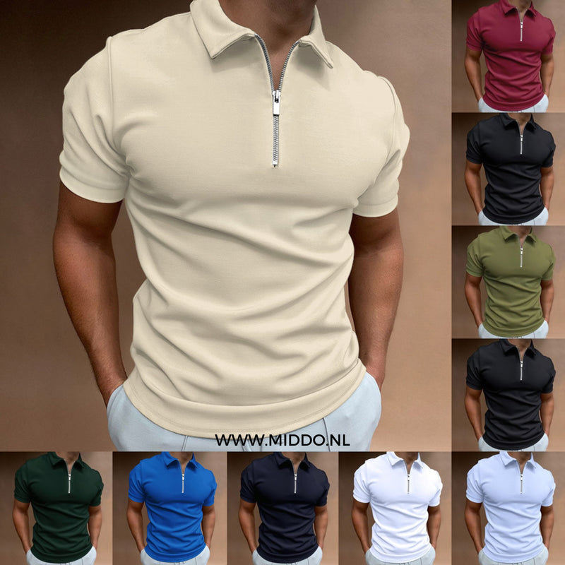 Modern Slim Fit Polo with Zip (Buy 1, Get 1 Free) - VestoZip™ Men's Polo-Beige-S-State of Style