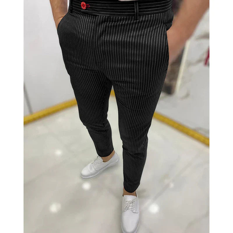 Modern Slim Striped Trousers | Stylish & Comfortable-Black-S-State of Style