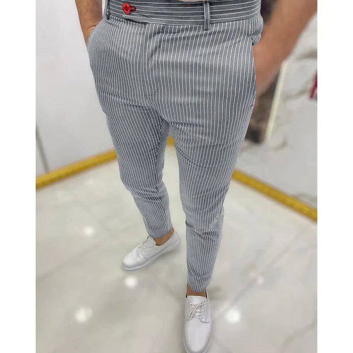Modern Slim Striped Trousers | Stylish & Comfortable-Gray Stripes-S-State of Style