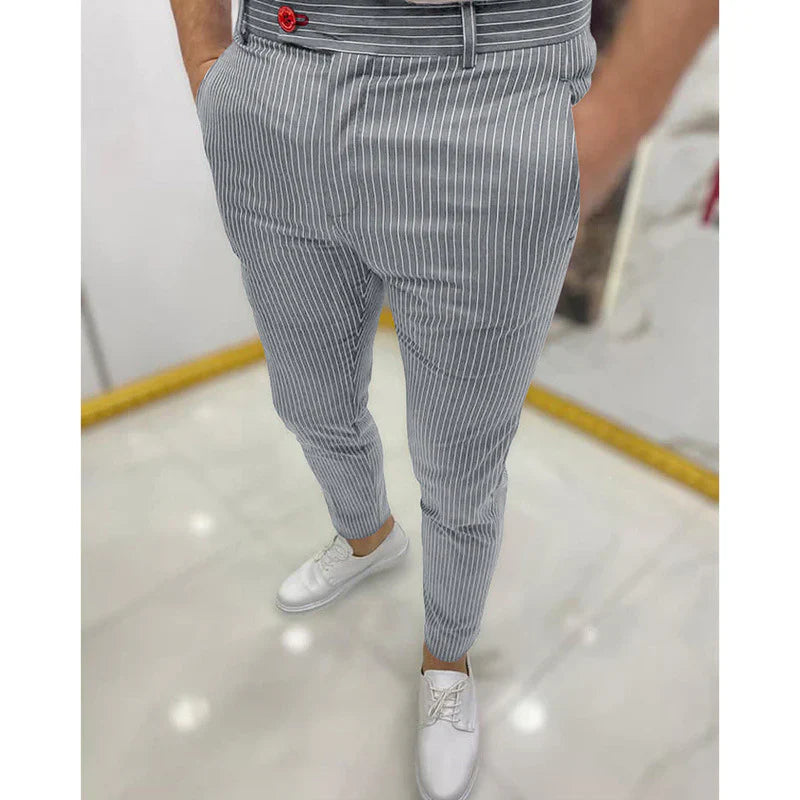 Modern Slim Striped Trousers | Stylish & Comfortable-Gray Stripes-S-State of Style