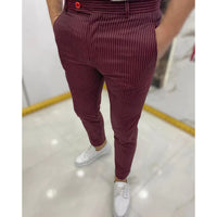 Modern Slim Striped Trousers | Stylish & Comfortable-Maroon-S-State of Style