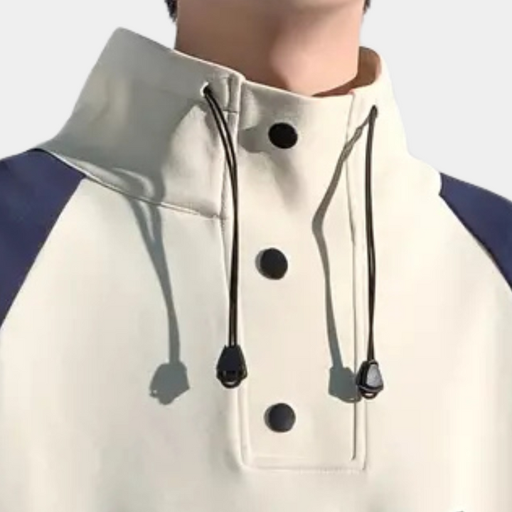 Modern Sweater with Stand-Up Collar for Men - Matteo-Beige-S-State of Style