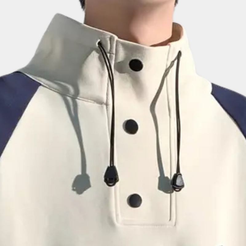 Modern Sweater with Stand-Up Collar for Men - Matteo-Beige-S-State of Style