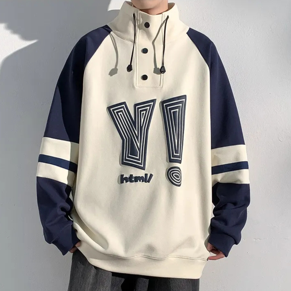 Modern Sweater with Stand-Up Collar for Men - Matteo-Beige-S-State of Style