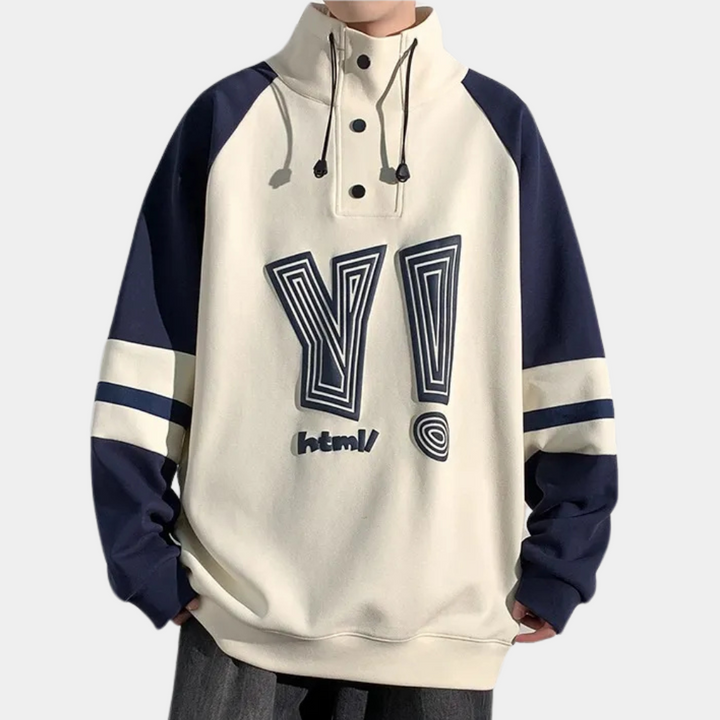 Modern Sweater with Stand-Up Collar for Men - Matteo-Beige-S-State of Style