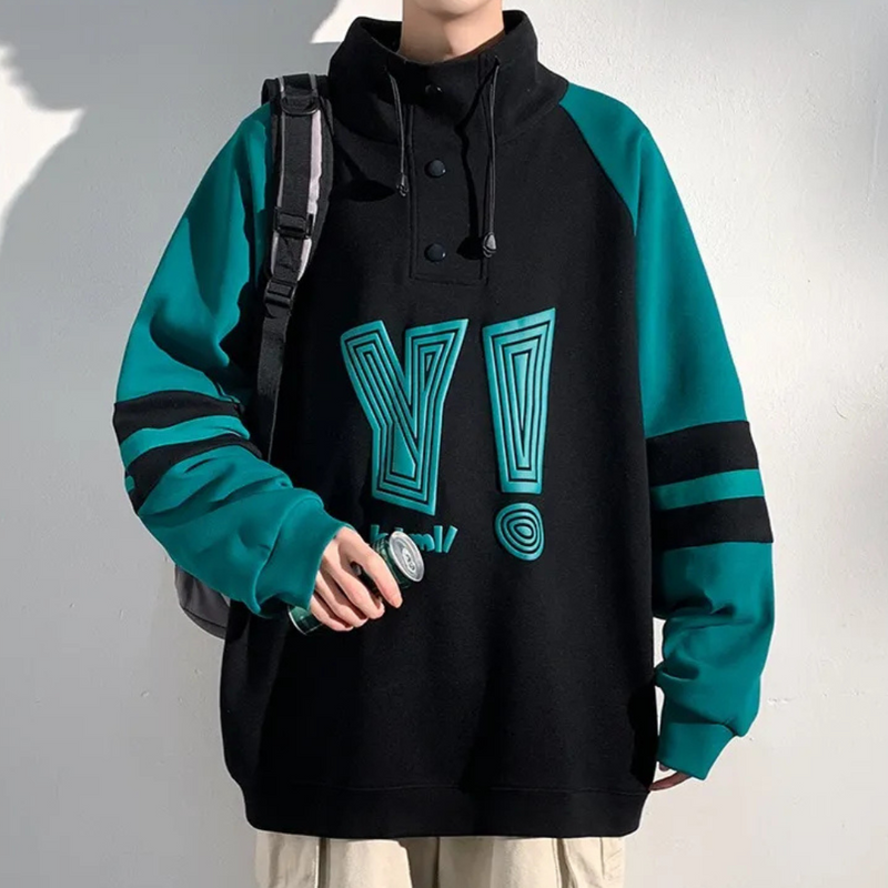 Modern Sweater with Stand-Up Collar for Men - Matteo-Black-S-State of Style