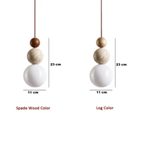 Modern Travertine and Mahogany Pendant Light - NaturaLuxe-Cream-White-Walnut-State of Style