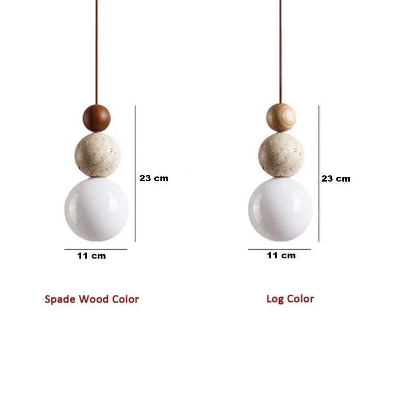 Modern Travertine and Mahogany Pendant Light - NaturaLuxe-Cream-White-Walnut-State of Style