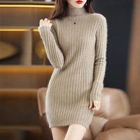 Knitted Autumn Dress with Roll Neck – Noëlle