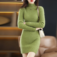 Knitted Autumn Dress with Roll Neck – Noëlle