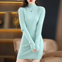 Knitted Autumn Dress with Roll Neck – Noëlle