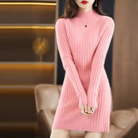 Knitted Autumn Dress with Roll Neck – Noëlle