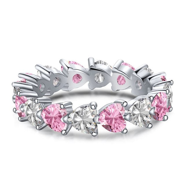 Moissanite Engagement Ring | Sparkling Elegance-Diameter (cm): 5.1-Pink/White-State of Style