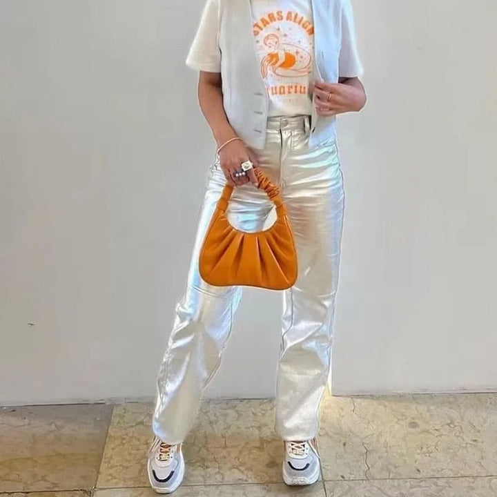 Monica Metallic Pants | Bold & Trendy Statement Trousers-S-State of Style