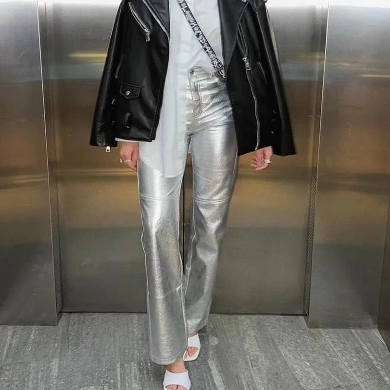 Monica Metallic Pants | Bold & Trendy Statement Trousers-S-State of Style