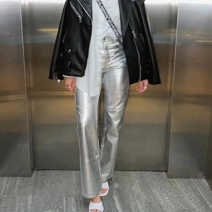 Monica Metallic Pants | Bold & Trendy Statement Trousers-S-State of Style