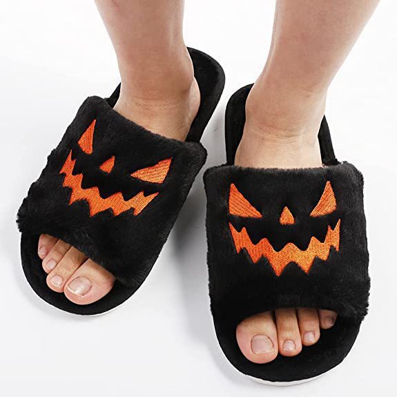 MonicasSlippers | Women's Spooky Halloween House Slippers-Black-4.5-State of Style