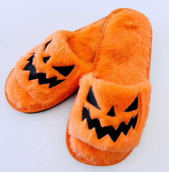 MonicasSlippers | Women's Spooky Halloween House Slippers-Orange-4.5-State of Style