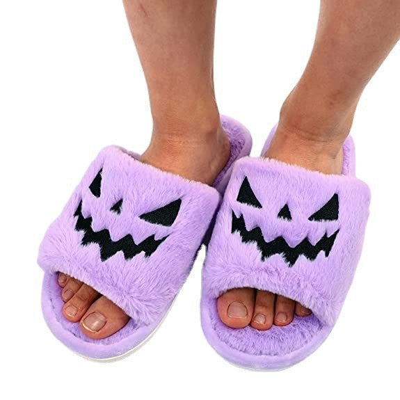 MonicasSlippers | Women's Spooky Halloween House Slippers-Purple-4.5-State of Style