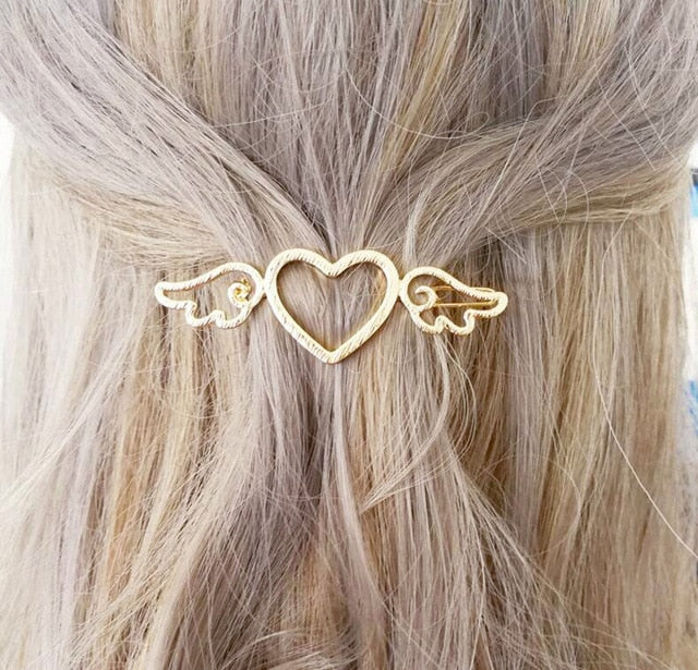 Moon Hair Clip | Stylish Round Moon Hairpin for Women-Gold Heart-State of Style