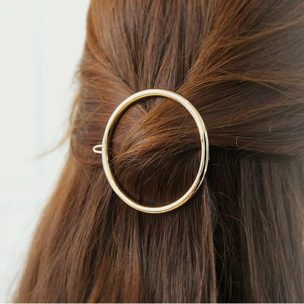 Moon Hair Clip | Stylish Round Moon Hairpin for Women-Gold Round-State of Style