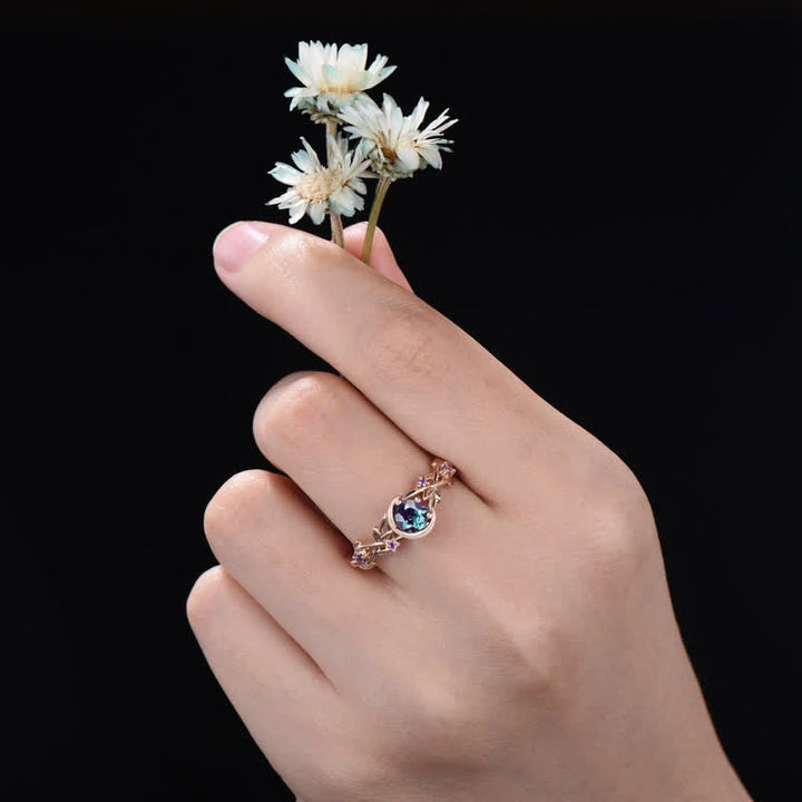 Moonstar Colour-Changing Alexandrite and Amethyst Engagement Ring - Elara-Gold-49mm-State of Style