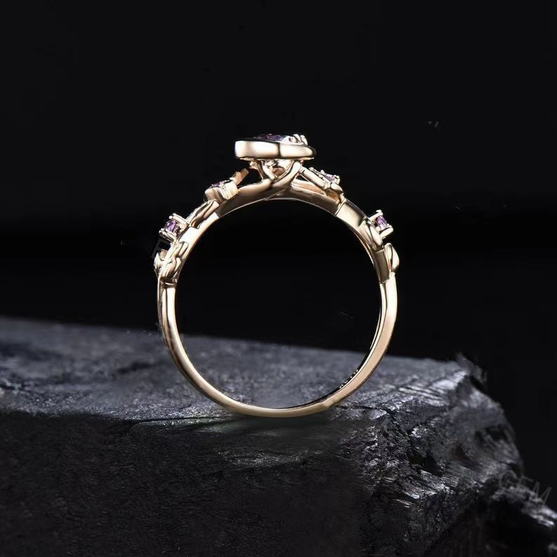 Moonstar Colour-Changing Alexandrite and Amethyst Engagement Ring - Elara-Gold-49mm-State of Style