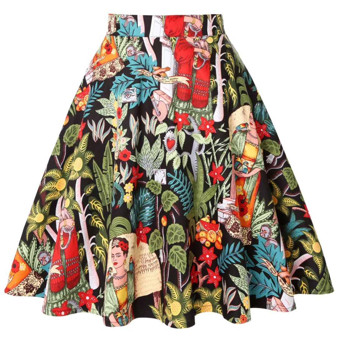 Morgana Traditional Skirt – Vintage Cotton A-Line Midi Skirt-S-State of Style