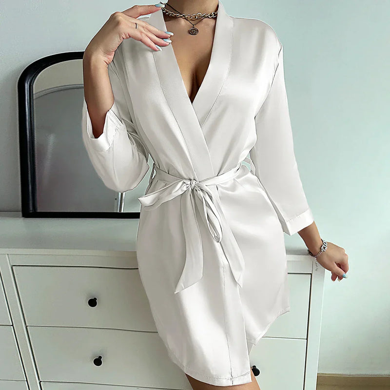 Morning dress made of Glacé Silk with Lace Closure – Noémie-White-L-State of Style