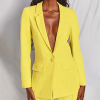 Moshine - 2-Piece Blazer and Trouser Set-Yellow-S-State of Style