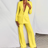 Moshine - 2-Piece Blazer and Trouser Set-Yellow-S-State of Style