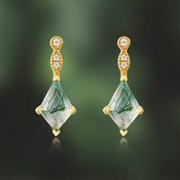Moss Agate and White Zircon Jewellery Set – Lana-Necklace-State of Style