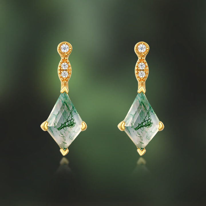 Moss Agate and White Zircon Jewellery Set – Lana-Necklace-State of Style