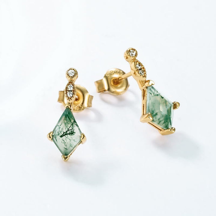 Moss Agate and White Zircon Jewellery Set – Lana-Necklace-State of Style