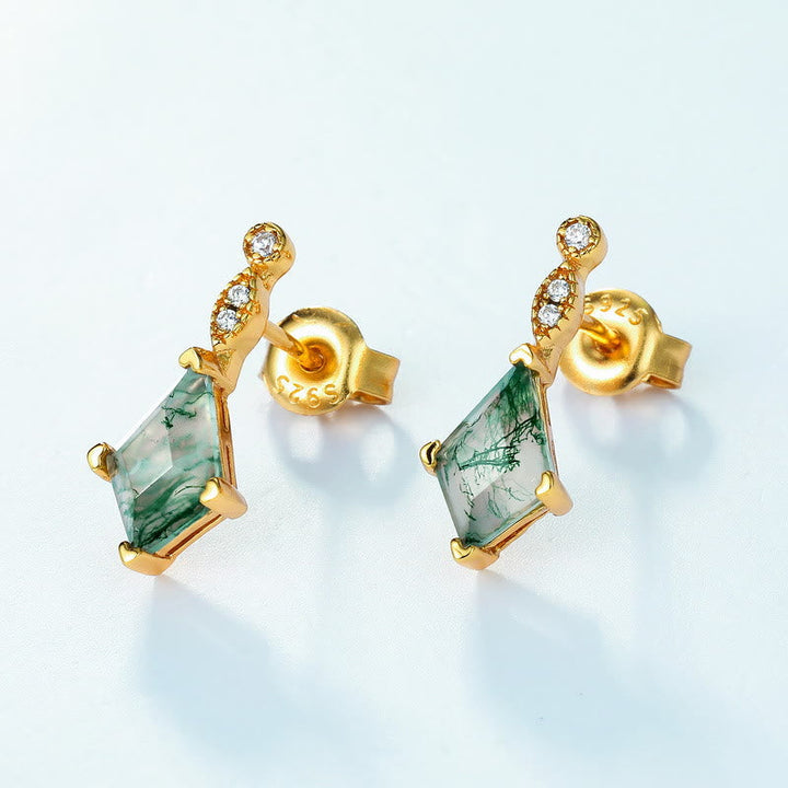 Moss Agate and White Zircon Jewellery Set – Lana-Necklace-State of Style