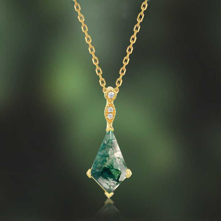Moss Agate and White Zircon Jewellery Set – Lana-Necklace-State of Style